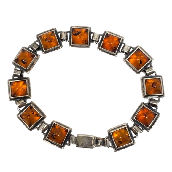 Sterling Silver Amber Station Bracelet #21102 - Picture 2 of 12